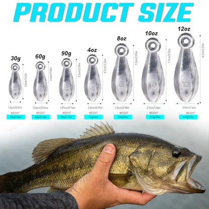 Sougayilang Fishing Weights Sinkers Bank Sinkers Bullet Weights for Surf Fishing Pier Bank Fishing Saltwater Fishing Gear 1oz to 12oz - size: 3oz 8pcs