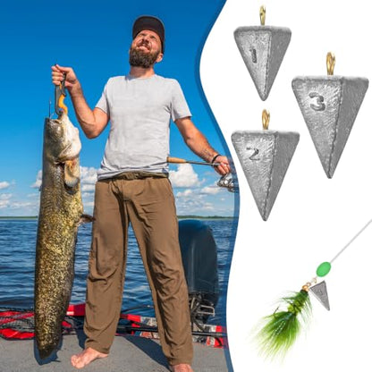Zhanmai Fishing Weights Sinker Kit Rig Pyramid Fishing Sinker Catfish for Freshwater Saltwater Bass Casting Surf Tackle Assortment in 1, 3, 4, 6 oz