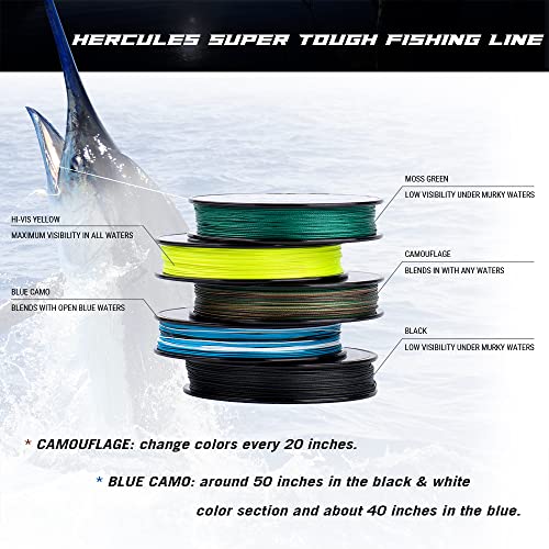 HERCULES Super Tough Braided Fishing Line 4 Strands / 8 Strands, 4lb - 160lb Braid Lines, 150/300/500/1000 Yards for Saltwater - color: Black, size: 8LB (150 Yards) - 4 Strands