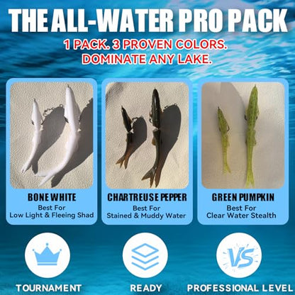 Soft Glide Bait for Bass Fishing, Pre-Rigged Swimbait Fishing Lures for Freshwater, Bait-Sized Jointless Soft Bait Slow Sinking Silicone Swim Bait, Big Bass Lures & Musky Lures(3-Pack) - size: 120mm