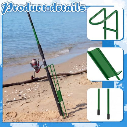 2 Set Blaze Bank Fishing Rod Holders Heavy Duty Steel Rod Stands for Shore Fishing - color: Green