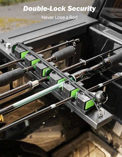 JOYTUTUS Truck Bed Fishing Rod Holder | 6-Rod Capacity | Secure Clamp-On Design | Fits Truck Bed & Boats | Horizontally or Vertically Place