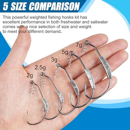 Weighted Swimbait Hooks,10pcs Jig Heads with Twistlock Weighted Soft Plastic Worm Fishing Hooks for Bass Fishing Saltwater Freshwater - size: 5 Sizes Mixed-26pcs