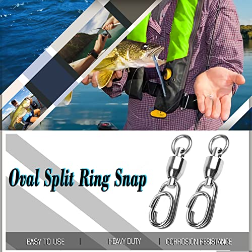 AMYSPORTS High Strength Snap Swivel Stainless Split Rings Fishing Swivel Freshwater Ball Bearing Swivels Fishing Saltwater, 25pcs, 30lbs - size: Size 4+4(98lb) 25 pcs
