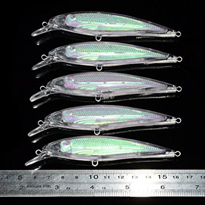 Aorace 20pcs/Lot 11cm/11.73g Unpainted Jerkbaits Blank Lure Bodies Fishing Floating Laser Minnow with Holographic Insert Hard Lure Body