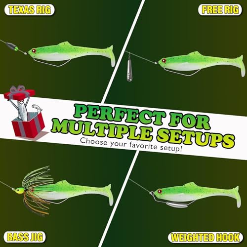 LUCKYFISHING Paddle Tail Swimbaits Soft Plastic Swimbaits Soft Baits for Bass Fishing Trout Crappie Walleye Freshwater Saltwater 10/16/20 PCS Soft Plastic Baits 4/3.5/3/2.5 Inch - color: Green, size: 2.5 inch-20pcs
