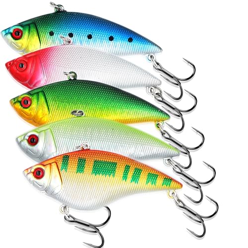 EXAURAFELIS Lipless Crankbait Fishing Lures Fishing Gear Vibration Lures VIB Lure with Treble Hook Swimbait FishingBait Sinking Lure for Bass Trout Walleye Redfish
