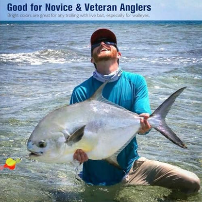 Dovesun 220/104/80/60/54/52/42pcs Pompano Rig Floats for Surf Fishing Foam Bobbers for Fishing Fly Fishing Bobbers Floats Bright Color Kit/Round/Cylindrical/Heart/Bullet/Pill/Spin Shape - color: Spin Floats-42pcs