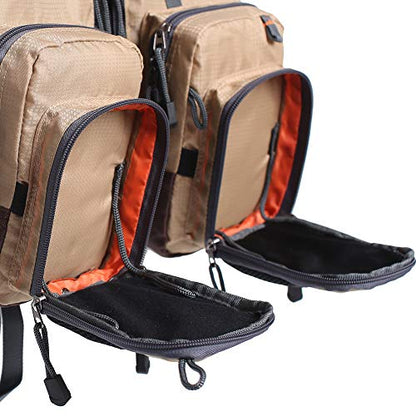 Waxaya Lightweight Fly Fishing Vest with Multi Pockets Adjustable Size Mesh Fishing Backpack for Men and Women - color: Khaki