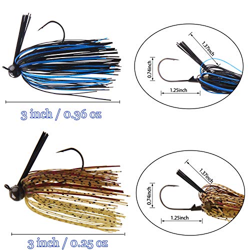 Bass Jigs Bass Fishing Lures Weedless Swim Jig Football Jig Finesse Jig Flipping Jig Fishing Jig Heads Fishing Lures for Bass Pike Walleye Muskie Crappie Sunfish Trout - size: 6pcs-1/4 oz, style: Football Jigs