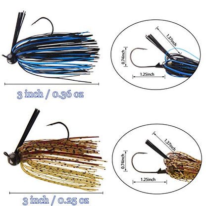 Bass Jigs Bass Fishing Lures Weedless Swim Jig Football Jig Finesse Jig Flipping Jig Fishing Jig Heads Fishing Lures for Bass Pike Walleye Muskie Crappie Sunfish Trout - size: 6pcs-1/4 oz, style: Football Jigs