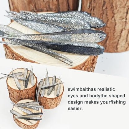 50Pcs Fishing Soft Lures Swimbaits Paddle Split Tail Lifelike Soft Bait for Bass Trout Crappie Walleye 2.76in/0.08oz