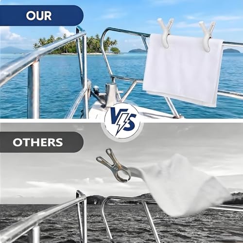 8 Pack Marine Boat Rail Towel Clips Storm Proof for Beach Pontoon Fishing Cruise Travel (Orange)