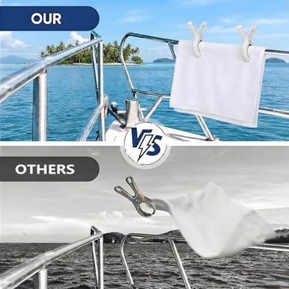8 Pack Marine Boat Rail Towel Clips Storm Proof for Beach Pontoon Fishing Cruise Travel (Orange)
