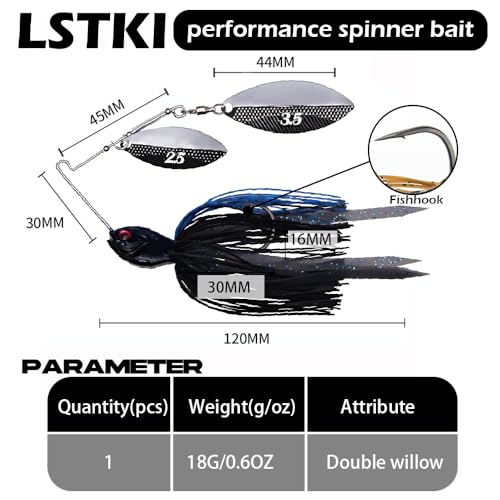 Spinnerbaits Fishing Lures, Bass Fishing Lures Weighted Spinner Baits Buzzbait, Hard Metal Lure Topwater Swimbait Jig for Trout Salmon Pike Bass Saltwater Freshwater Saltwater - color: B