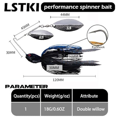 Spinnerbaits Fishing Lures, Bass Fishing Lures Weighted Spinner Baits Buzzbait, Hard Metal Lure Topwater Swimbait Jig for Trout Salmon Pike Bass Saltwater Freshwater Saltwater - color: B