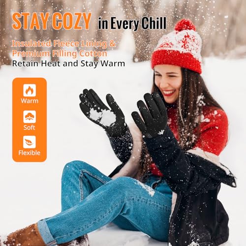 ATERCEL Winter Gloves Men and Women Cold Weather Glove Touchscreen Warm Waterproof Bicycle Gloves Sports Ski Glove - size: Small