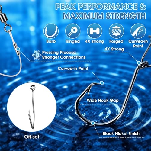 3/6PCS Pre-Tied Fish Finder Rig for Surf Fishing Saltwater Fish Finder Rigs for Shark Bluefish Stripers Bass Surf Fishing Tackle & Gear with 90LB Leader Line, Float, Circle Hook 6/0 8/0 - size: HOOK SIZE: 8/0-6PCS