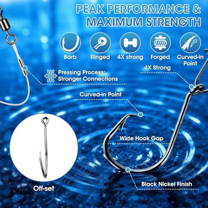 3/6PCS Pre-Tied Fish Finder Rig for Surf Fishing Saltwater Fish Finder Rigs for Shark Bluefish Stripers Bass Surf Fishing Tackle & Gear with 90LB Leader Line, Float, Circle Hook 6/0 8/0 - size: HOOK SIZE: 6/0-3PCS