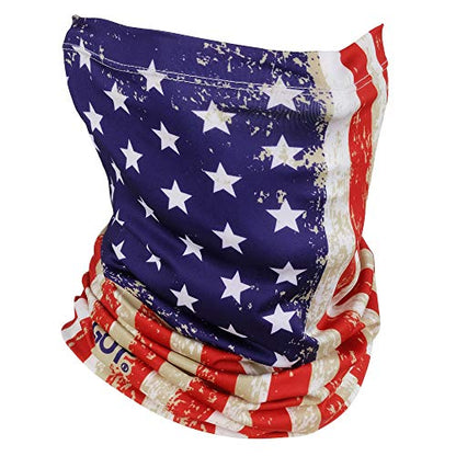 UPF 50+ Fishing Neck Gaiter - UV Face Mask Sun Protection for Men Women | Moisture-Wicking, Quick-Drying, Built-in SPF, UVA/UVB Blocking, Hunting Camo Design, Versatile Headwear - color: Old Glory American Flag
