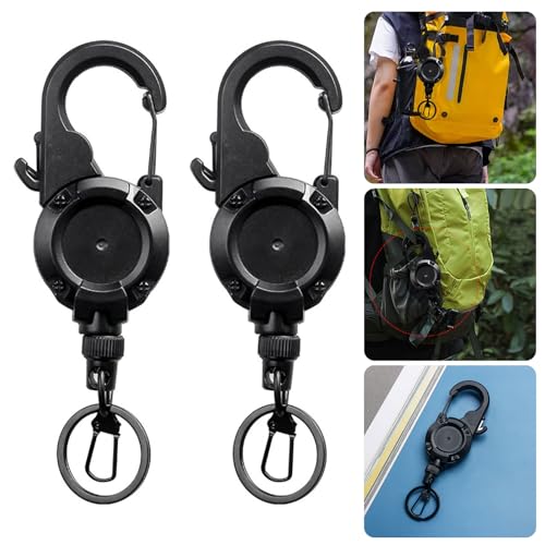 2pcs Fly Fishing Retractor Retractable Keychain Locking Retractor Heavy Duty Badges Holder Anglers Fishing Tool