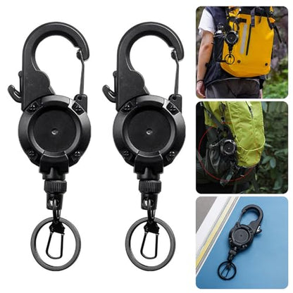 2pcs Fly Fishing Retractor Retractable Keychain Locking Retractor Heavy Duty Badges Holder Anglers Fishing Tool