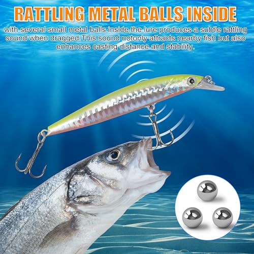 Fishing Lures Kit Crankbait Minnow Jerkbaits Popper Lures Shadllow Deep Diving Swimbaits Pencil Walleye Lures Artificial Hard Fishing Baits for Bass Trout Redfish Saltwater Freshwater - color: Jerkbaits-8pcs