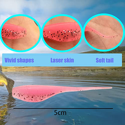 75pcs Crappie Lures Kit - Soft Plastic Coloured Crappie & Panfish Shad Baits - style: D-75pcs