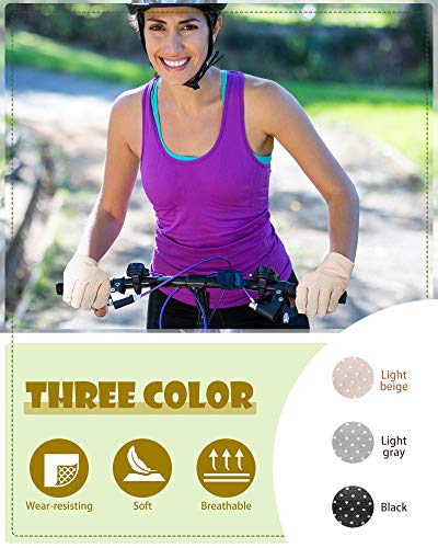 Sunblock Fingerless Gloves Non-slip UV Protection Driving Gloves Summer Outdoor Mittens for Women Girls - color: Black, Light Beige, Light Gray