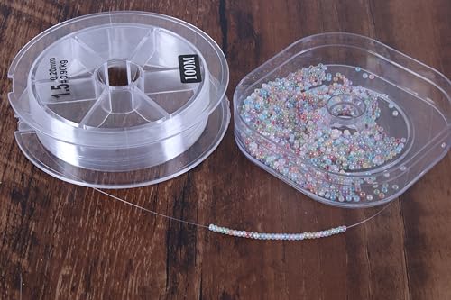 KONMAY 0.7mm Clear Monofilament Fishing Wire, 55Yards Invisible String | With Dispensor, 67.5lb Strong Clear Nylon Line for Suncatchers,Wind Chimes,Ornaments,Garlands,Crystals, and Hanging Projects - size: 0.7mm