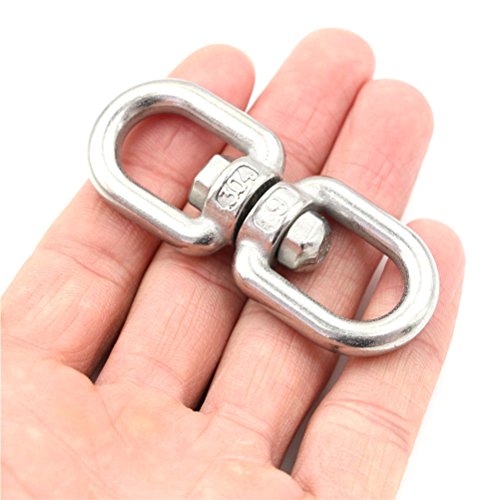 1PCS M6 Double Ended Swivel Eye Hook 304 Stainless Steel Eye to Eye Swivel Shackle Ring Connector + 2PCS M6 Snap Hook - size: M6
