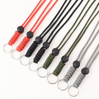 Anjiucc 20pcs Braided Lanyard Keychain, Neck Badge Lanyard with Keyring Adjustable Length for Keys Whistle ID Card Holder - color: Multicolour