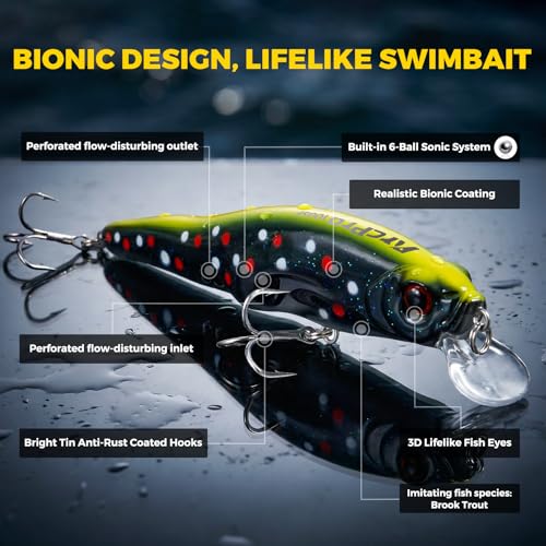 Topwater Fishing Lures -Hard Swimbait,3 8/9in 1/2oz Floating Lure with Hollow Cavity for Scent Attractant, for Bass,Pike,Trout,Freshwater & Saltwater - color: Salmo Salar