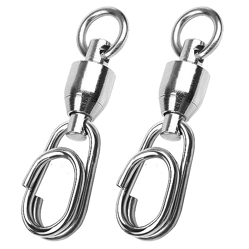 AMYSPORTS High Strength Snap Swivel Stainless Split Rings Fishing Swivel Freshwater Ball Bearing Swivels Fishing Saltwater, 25pcs, 30lbs - size: Size 5+5(128lb) 50 pcs