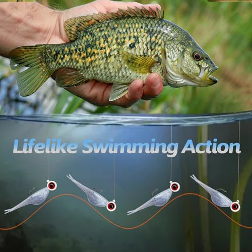 Split-Tail Crappie Lures - 24pcs Soft Plastic Lures for Bluegill, Panfish, Trout, Bass - color: White