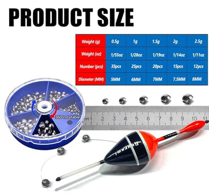 YOTO Fishing Weights Sinkers,230pcs/107pcs Lead Split Shot Weights,Removable Round Fishing Sinkers - style: 2.5g 2g 1.5g 1g 0.5g (Large -107pcs)