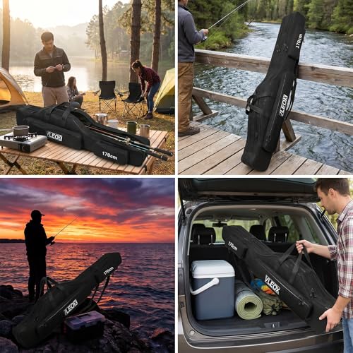 3 Layers Fishing Pole Bag, Fishing Rod Case, Portable Folding Fishing Rod Case Fishing Pole Reel Storage Bag Fishing Gears Organizer 130/150/170/190 - size: 130cm