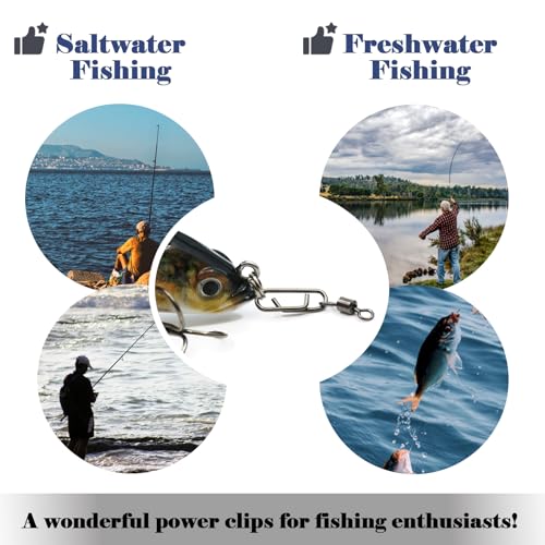 FishTrip 50pcs Fishing Rolling Swivel Power Clips for Rigs Lures | High Carbon Steel, Rust-Proof & Wear-Resistant, Quick Change Clip Snaps for Freshwater Saltwater Rigs Hooks Leaders Weights - size: 5#_50pcs