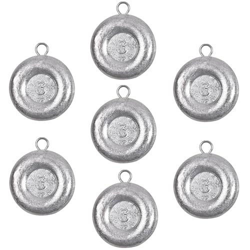 Disc Sinkers Fishing Weights Coin Weight Saltwater Fishing Weight sSinker Surf Fishing Inline Trolling Bottom Drifting Catfish Weight Sinker Fishing Tackle Gear 1oz 2oz 3oz 4oz 5oz 6oz 8oz - style: 3oz - 7pcs