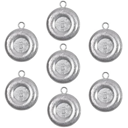Disc Sinkers Fishing Weights Coin Weight Saltwater Fishing Weight sSinker Surf Fishing Inline Trolling Bottom Drifting Catfish Weight Sinker Fishing Tackle Gear 1oz 2oz 3oz 4oz 5oz 6oz 8oz - style: 3oz - 7pcs