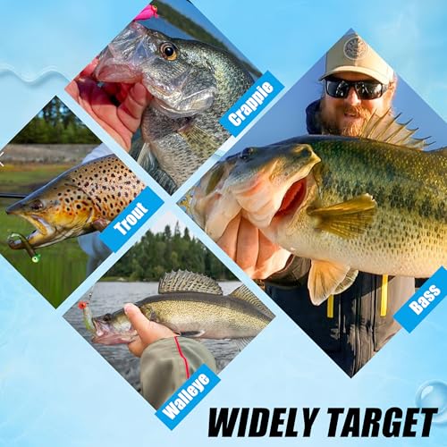 Fishing Jig Head Hooks Set, 20/40pcs Assorted Painted Round Jig Heads with Big Eyes 3/8 1/4 1/8 1/16 1/32oz Crappie Jig Heads for Bass Trout Walleye Freshwater Saltwater Fishing - style: 1/32oz-40pcs