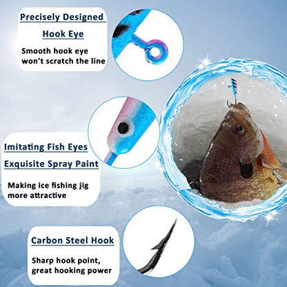 Fishing Lures Ice Fishing Jigs 48pcs Ice Fishing Gear Small Jig Head Panfish Crappie Jigs Ice Fishing Jigging Lures Kit