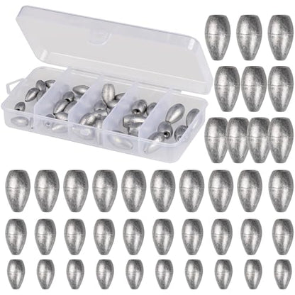 Lead Worm Weights, Bullet Fishing Sinkers for Texas Rig | 40/50 Pack Lead Worm Weights, Smooth Hole , Weedless Rig for Texas Rig and Finesse Bass Fishing 1/8 3/16 1/4 3/8oz - size: mixed size-40oz