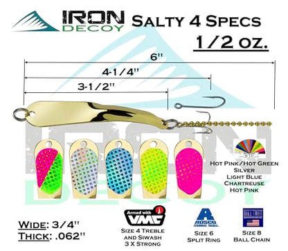 IRON DECOY Salty Fishing Lure Spoon, Saltwater, Casting, Trolling, Jigging, Seatrout, Striped Bass, Mackerel, Snook, Tarpon, Bluefish, Salmon - color: Gold, size: 1/2 OZ