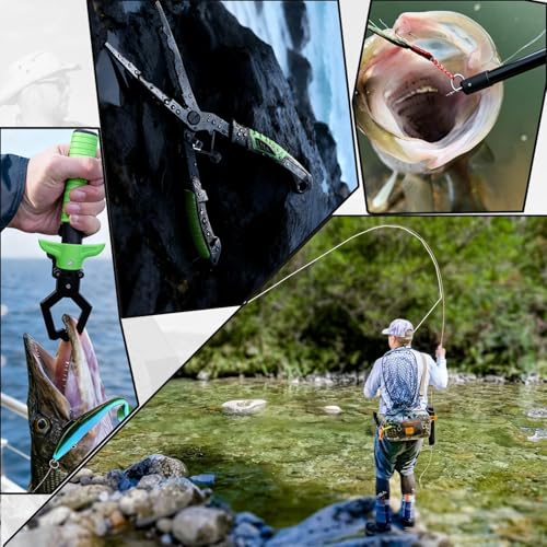 Fishing Backpack Combo | Fishing Rod and Reel Kit with Tackle Box, Lures, Pliers, Fish Gripper, Hook Remover | Beginner Fishing Gear Set - color: Tackle Bag with Spinning Combo