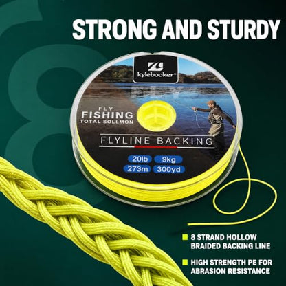 Kylebooker Fly Fishing Dacron Braided Backing Line Abrasion Resistant Trout Fly Line 20lb/30lb - color: Fluo Yellow, size: 30LB 273m/300yds