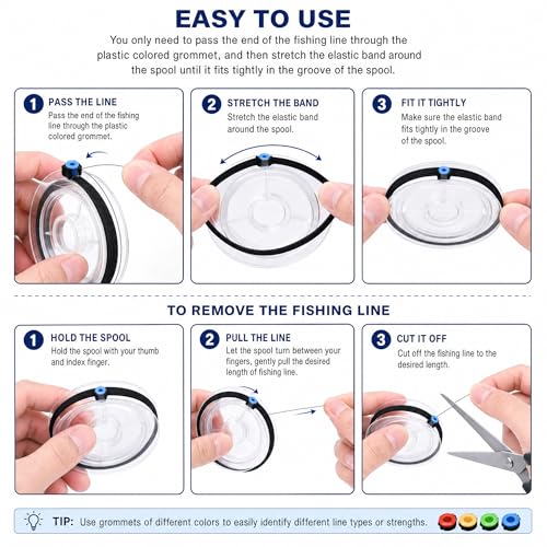 Fishing Line Keeper, Fishing Tippet Spool Ring, 4Pcs Elastic Fabric Fly Fishing Tippet Rings Wire Loop Leader Fishing Accessories