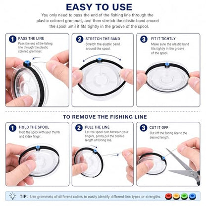 Fishing Line Keeper, Fishing Tippet Spool Ring, 4Pcs Elastic Fabric Fly Fishing Tippet Rings Wire Loop Leader Fishing Accessories