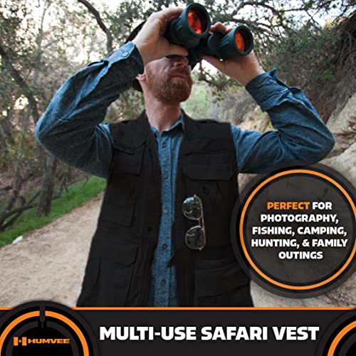 Humvee Photography Utility Vest with 21 Pockets - Perfect for Travel, Safari, Hunting, Camping & More | 100% Cotton, Comfortable & Sturdy| Fishing Vest for Men & Women - Great Gift - Khaki, X-Large