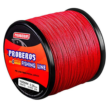 Braided Fishing Line 4 Strands Stronger Multifilament PE Braid Wire for Saltwater 6LB-100LB 110yards 328yards 547yards Super Strong Superline - color: Red, size: 547Yds/8LB